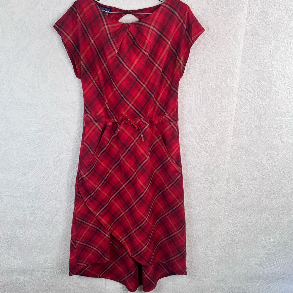 Patagonia San Benito Red Plaid Dress Size 8